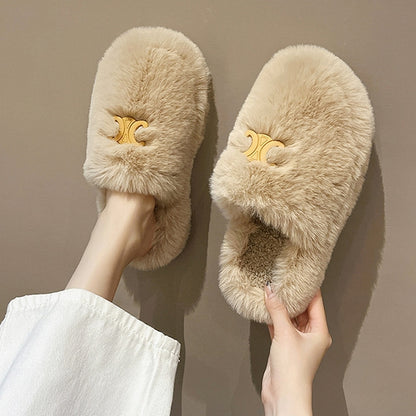 【Shoes】厚底ファースリッパ　Z7606
