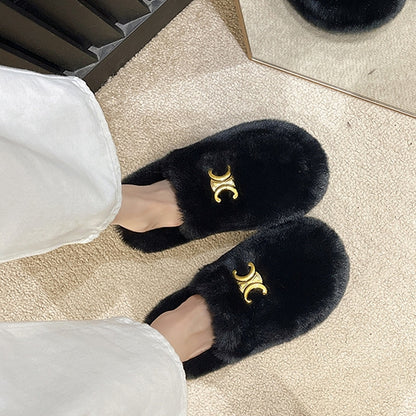 【Shoes】厚底ファースリッパ　Z7606