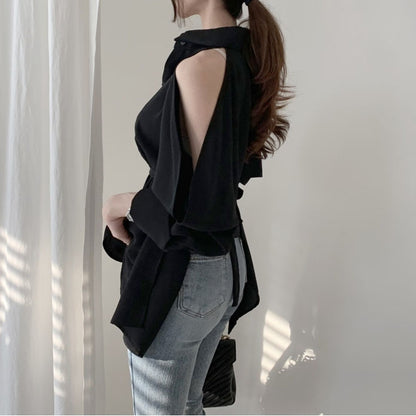 【Tops】バックレース春秋シャツ　Z7684