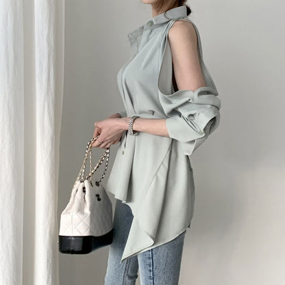 【Tops】バックレース春秋シャツ　Z7684