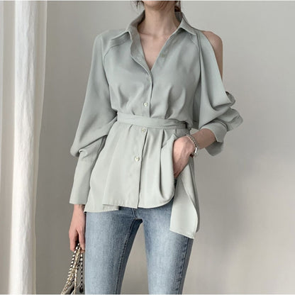 【Tops】バックレース春秋シャツ　Z7684