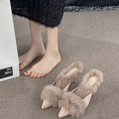 【Shoes】ハイヒール秋冬ファースリッパ　Z7817