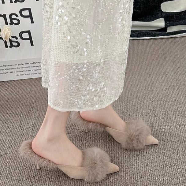 【Shoes】ハイヒール秋冬ファースリッパ　Z7817