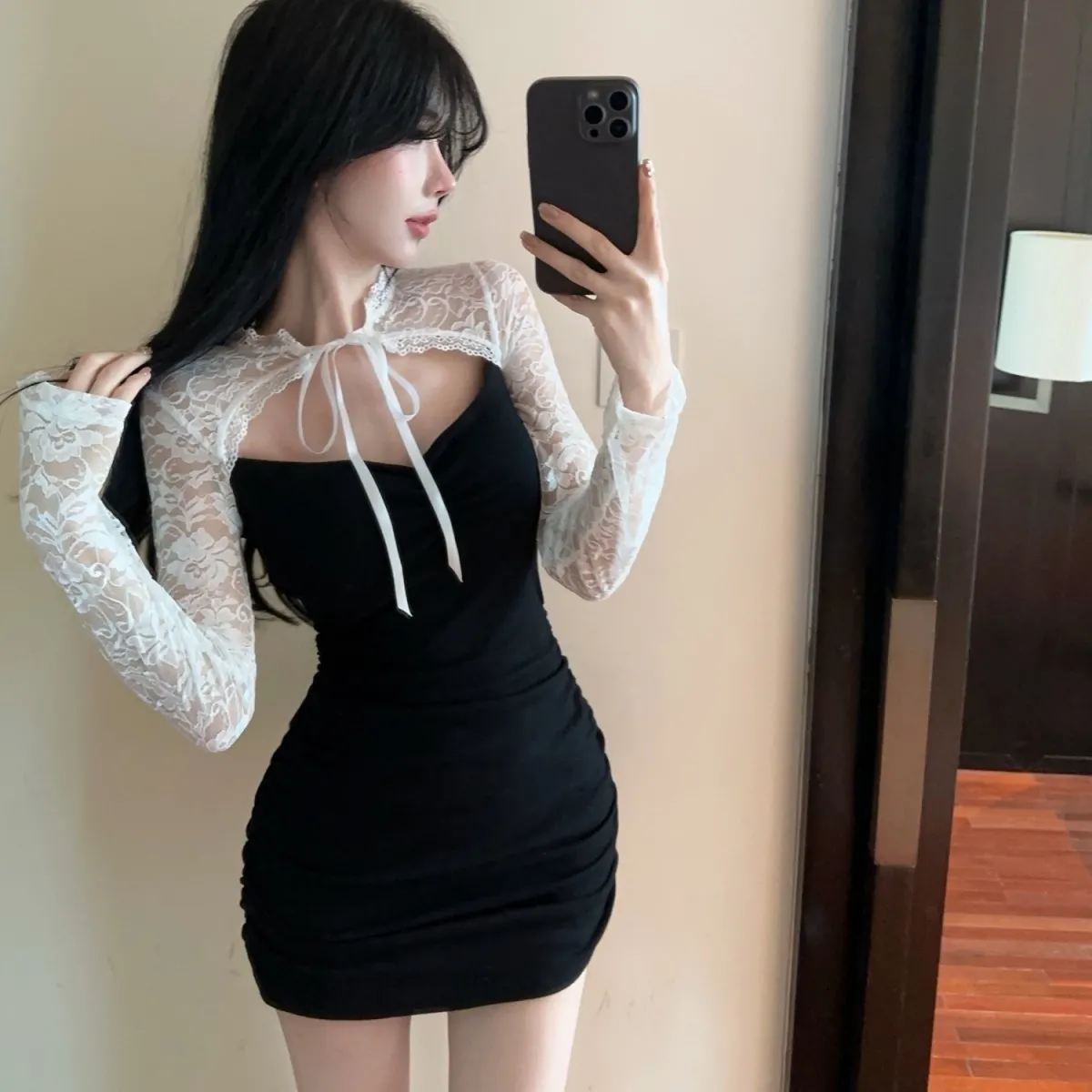 【Dress】レース切替ワンピース　Z7935