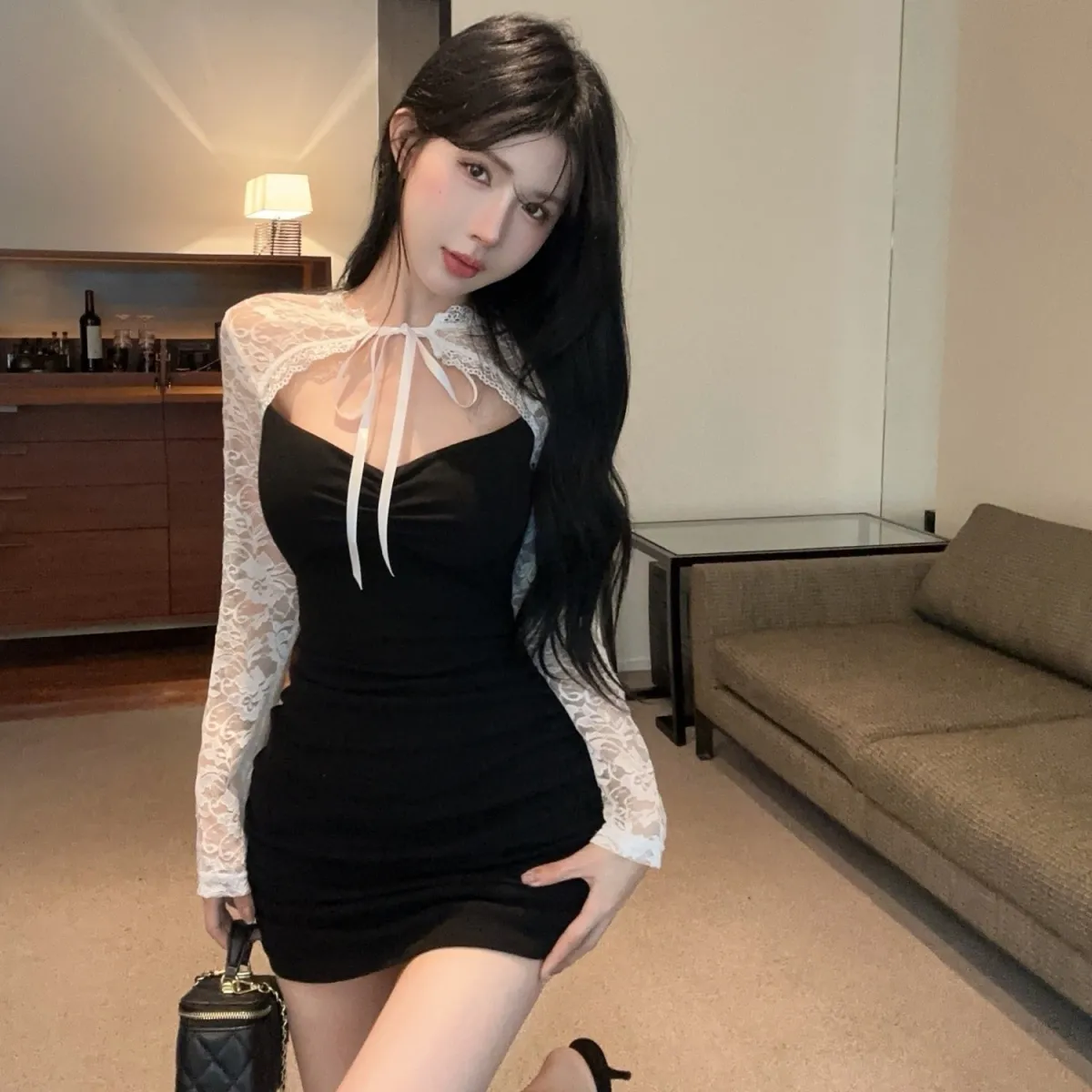 【Dress】レース切替ワンピース　Z7935