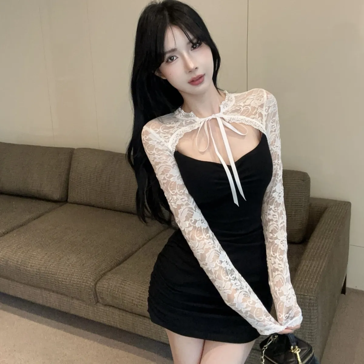 【Dress】レース切替ワンピース　Z7935