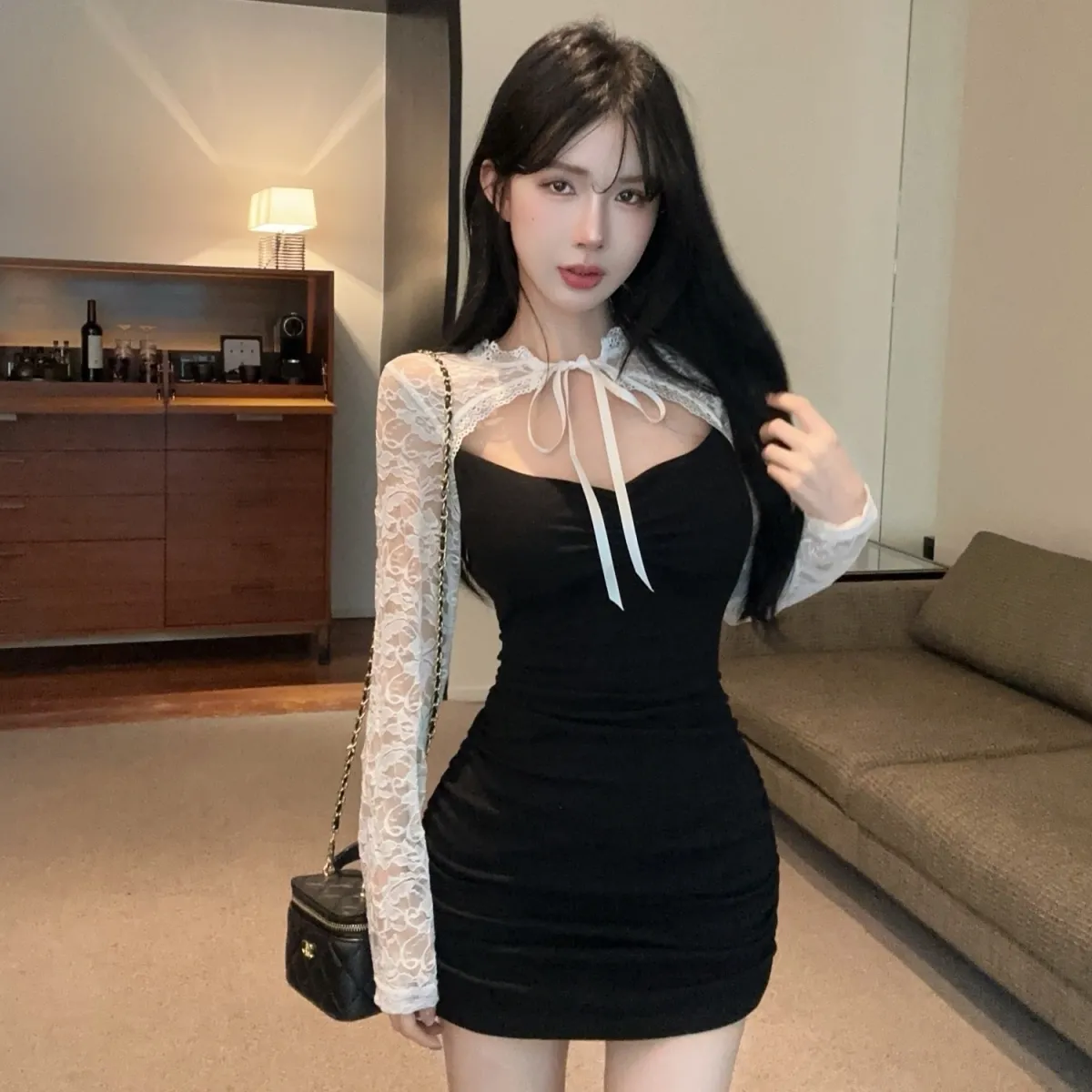 【Dress】レース切替ワンピース　Z7935