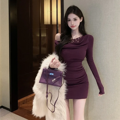 【Dress】ワンショルダーワンピース2色　Z8000