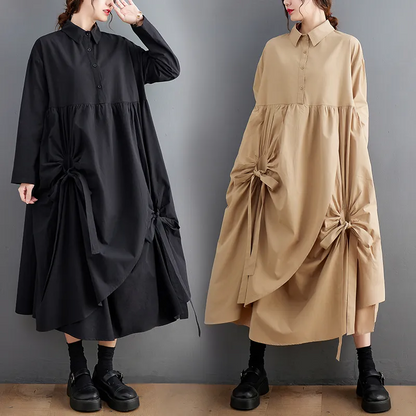 【Dress】体型カバーシャツワンピース　Z8005