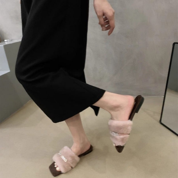 【Shoes】合わせやすいファースリッパ　Z8042