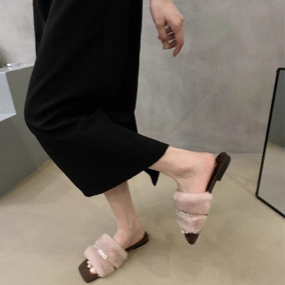 【Shoes】合わせやすいファースリッパ　Z8042