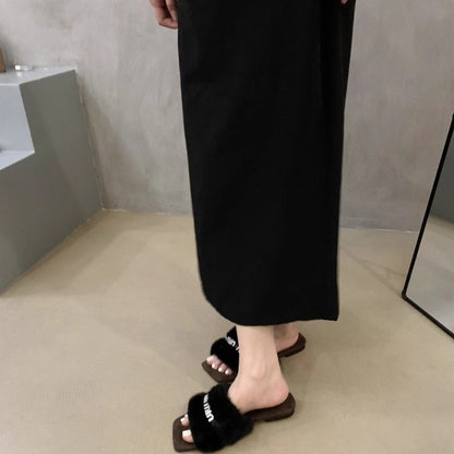 【Shoes】合わせやすいファースリッパ　Z8042