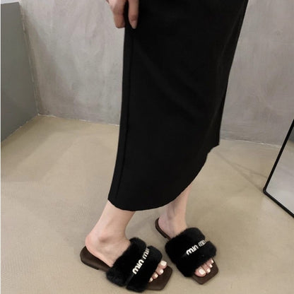 【Shoes】合わせやすいファースリッパ　Z8042
