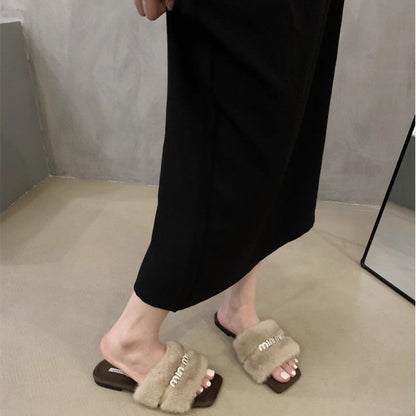 【Shoes】合わせやすいファースリッパ　Z8042