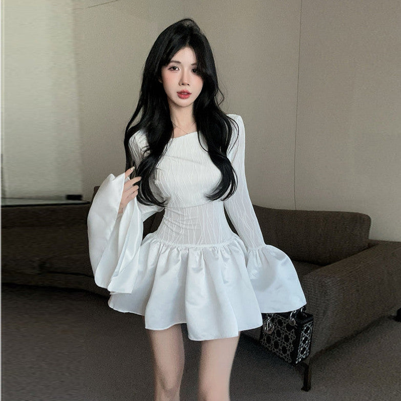 【Dress】秋冬体型カバーフリルワンピース    W14527