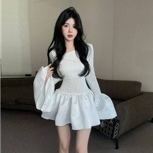 【Dress】秋冬体型カバーフリルワンピース    W14527