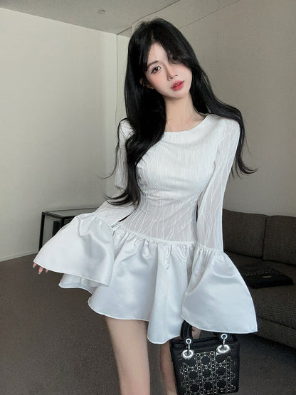 【Dress】秋冬体型カバーフリルワンピース    W14527