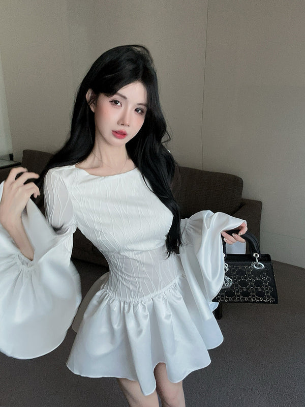 【Dress】秋冬体型カバーフリルワンピース    W14527