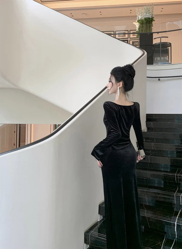 【Dress】レース切り替えスリットワンピース　Ｗ14526