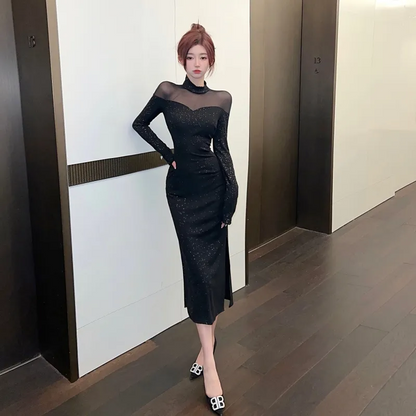 【Dress】フェミニンワンピース黒　Z8168
