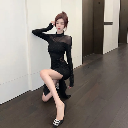 【Dress】フェミニンワンピース黒　Z8168