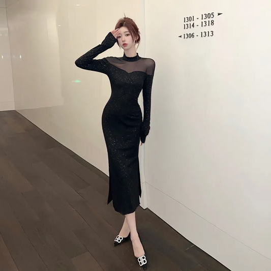 【Dress】フェミニンワンピース黒　Z8168