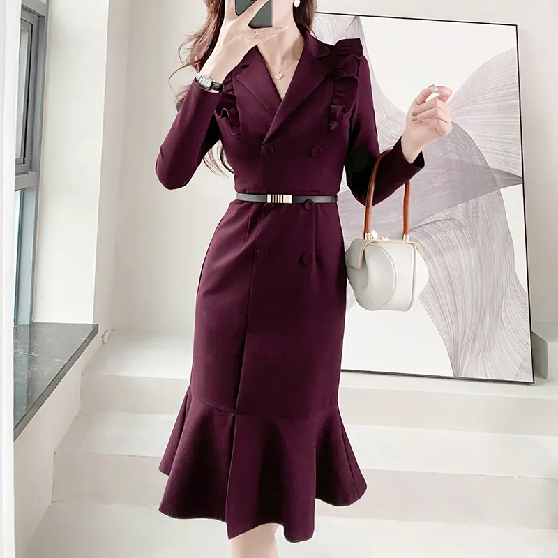 【Dress】オフィス通勤フリルワンピース　Z8171