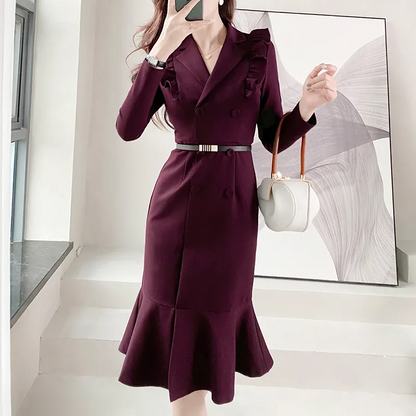【Dress】オフィス通勤フリルワンピース　Z8171