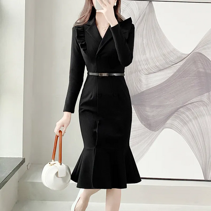 【Dress】オフィス通勤フリルワンピース　Z8171