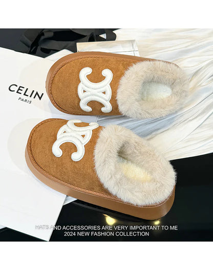 【Shoes】2色厚底ファースリッパ    W14584