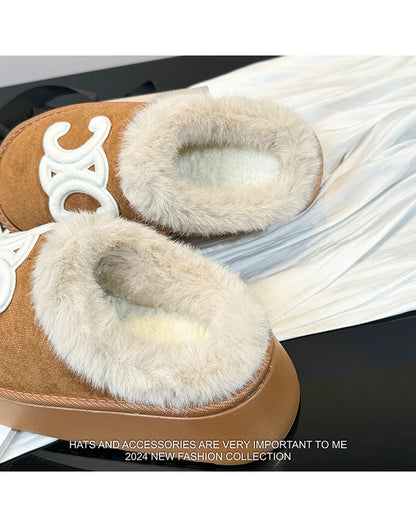 【Shoes】2色厚底ファースリッパ    W14584