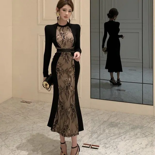 【Dress】フェミニンワンピース黒　Z8215