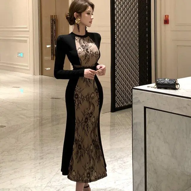 【Dress】フェミニンワンピース黒　Z8215