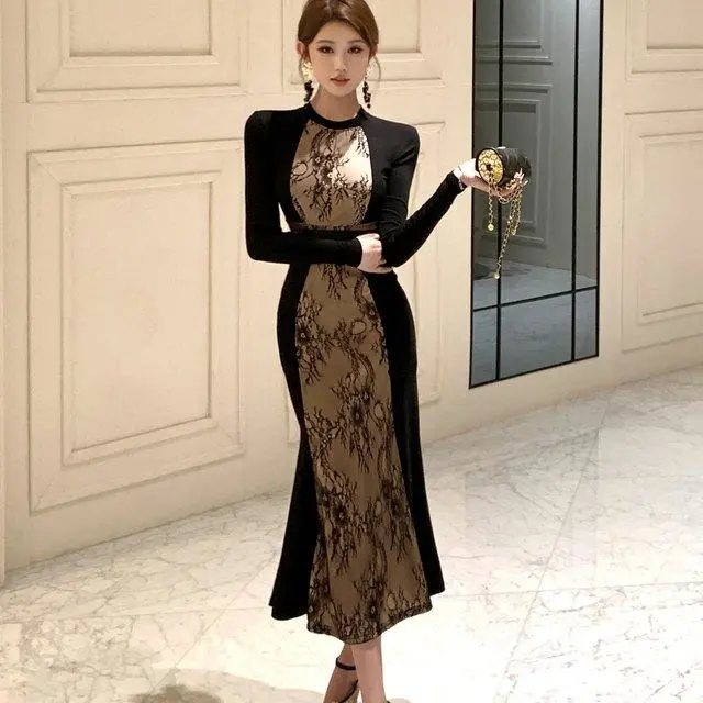 【Dress】フェミニンワンピース黒　Z8215