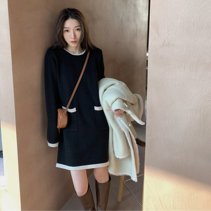 【Dress】エレガント配色ワンピース　Z8291