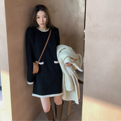 【Dress】エレガント配色ワンピース　Z8291
