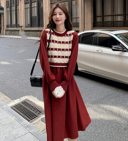 【Dress】ニット切替ワンピース　Z8293