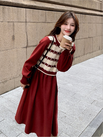 【Dress】ニット切替ワンピース　Z8293