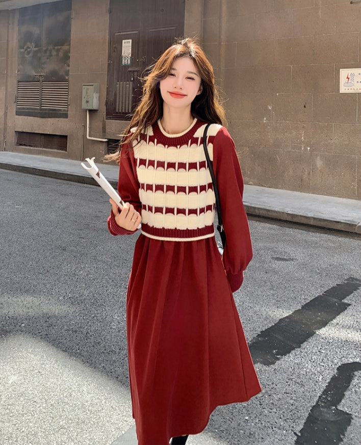 【Dress】ニット切替ワンピース　Z8293