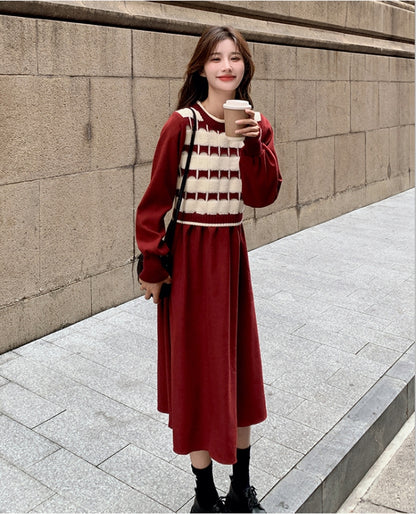 【Dress】ニット切替ワンピース　Z8293