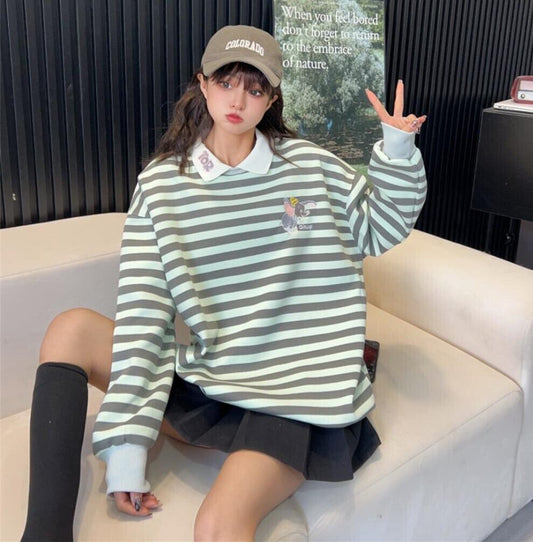 【tops】ボーダー柄スウェット　Ｗ10527