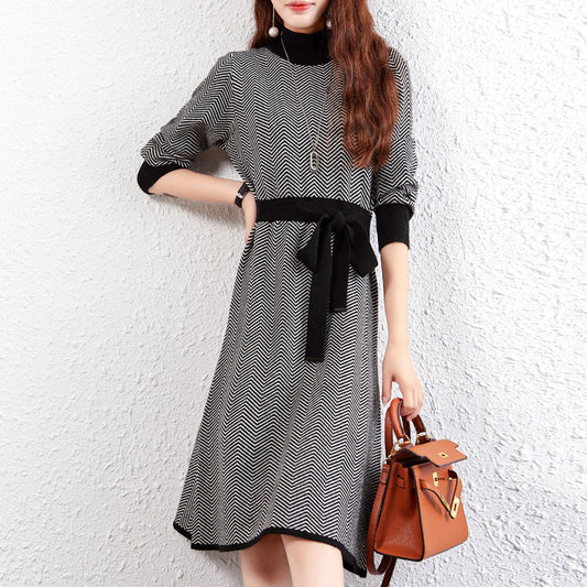 【Dress】オフィスニットワンピース　Ｗ10849
