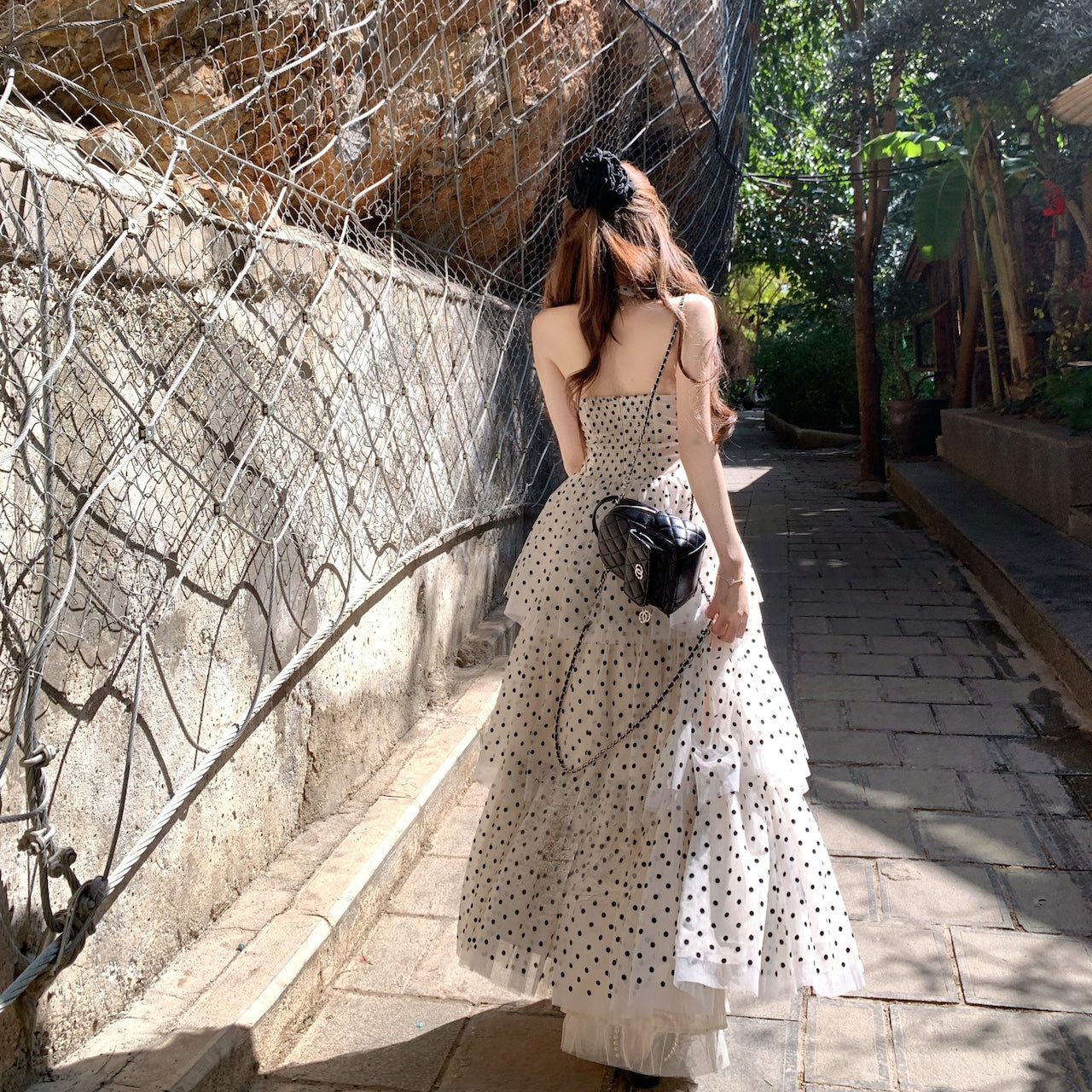 【Dress】ホルターネックドット柄ワンピース　M29722