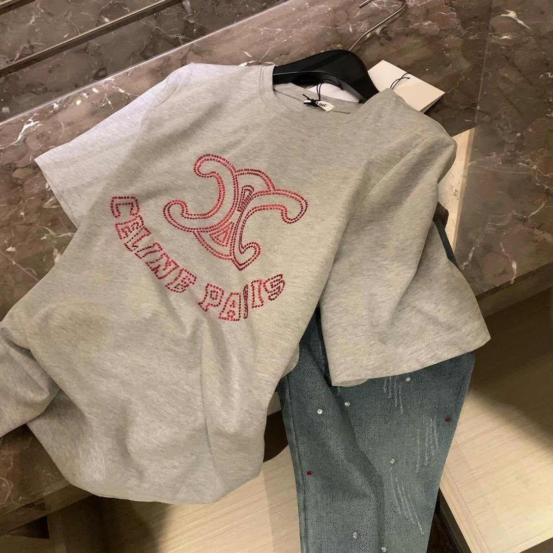 【Tops】ホットダイヤモンドTシャツ T01628