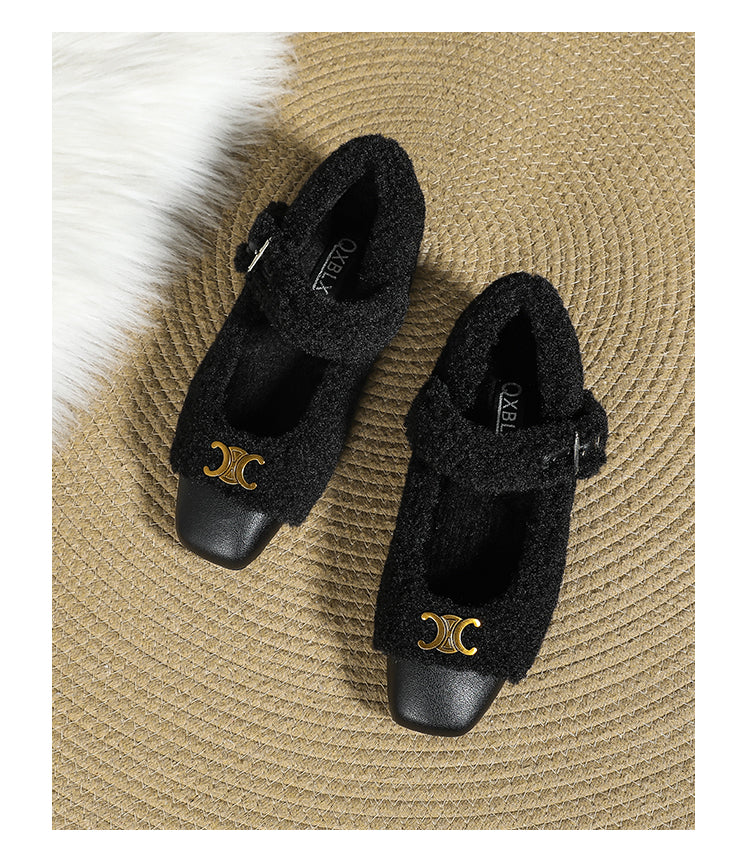 【Shoes】ラムウールフラットシューズ　Ｗ14717