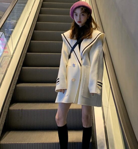 【outer】キャンパスクルーネックオーバーゆったり２色