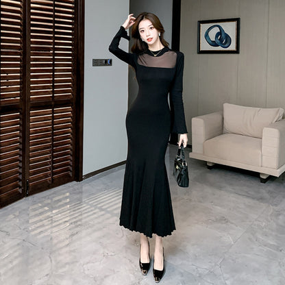 【Dress】マーメイドチュールドッキングワンピース    W14204