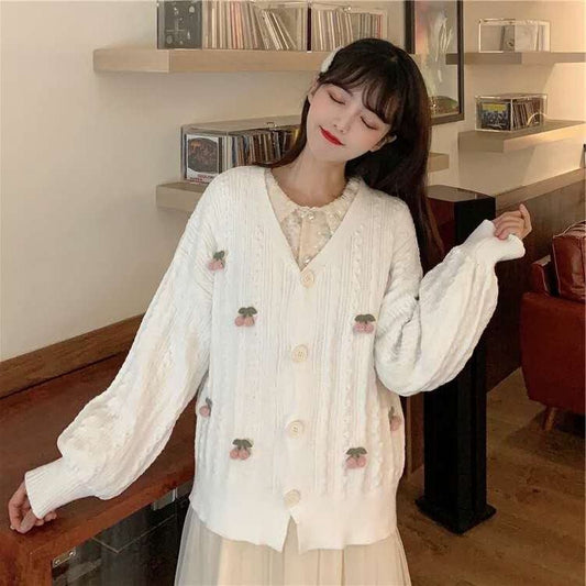 【outer】ファッションend清新！スウィートVネックカーディガン2色