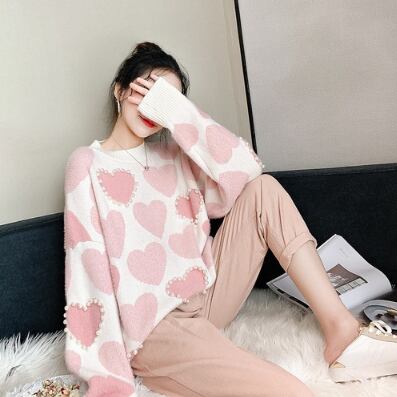 【tops】絶対流行!キュートスウィートハートセーター2色