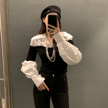【Tops】フェイクレイヤードシャツ　 W13431